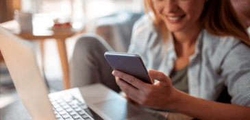 Woman using Moodle mobile 