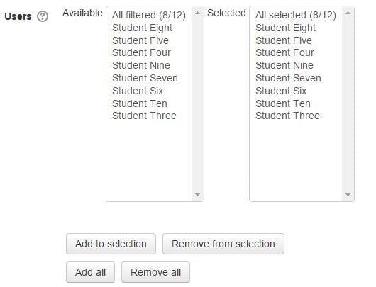 Bulk User Action in Moodle or Totara Learn Selection