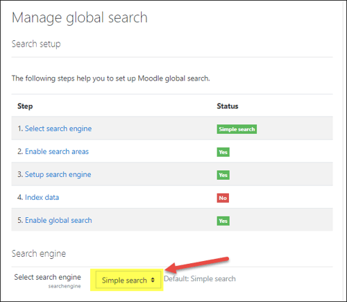 Moodle 3.5 Global Search