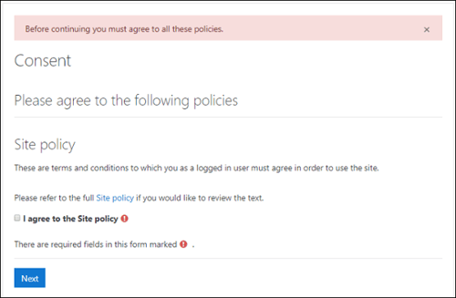 Moodle Policy Consent