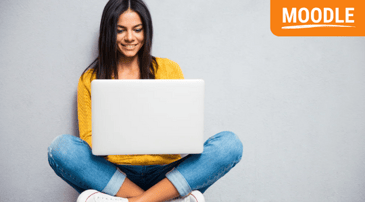 laptop woman Moodle badges