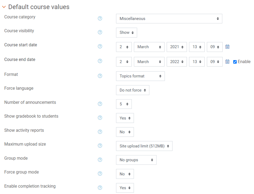 Courses in bulk defaults (1)