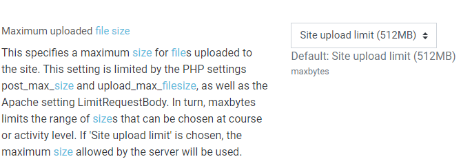 Moodle Maximum file size