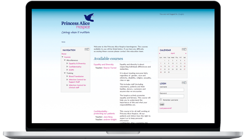 Princess Alice Hospice Moodle LMS - Moodle Hosting Provider UK