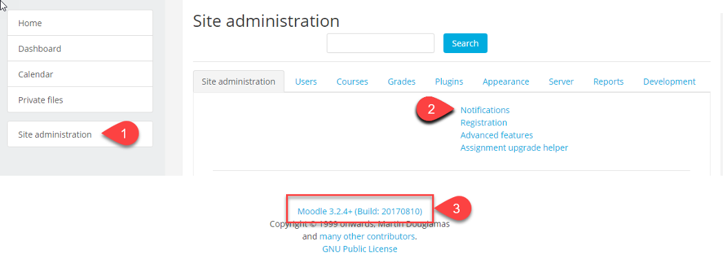 Version of Moodle Check Step 1