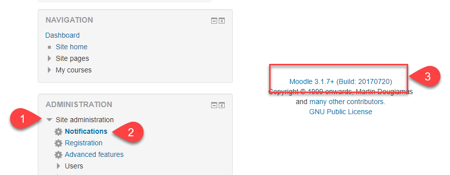 Version of Moodle Check Step 2