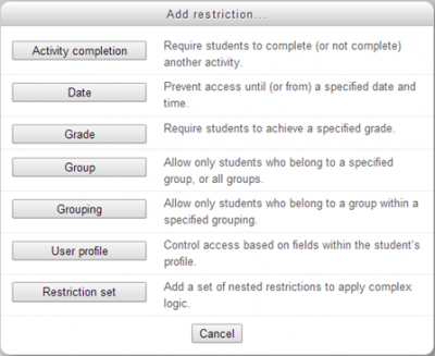 Conditional Access in Moodle 2.7