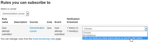 Events Monitoring in Moodle