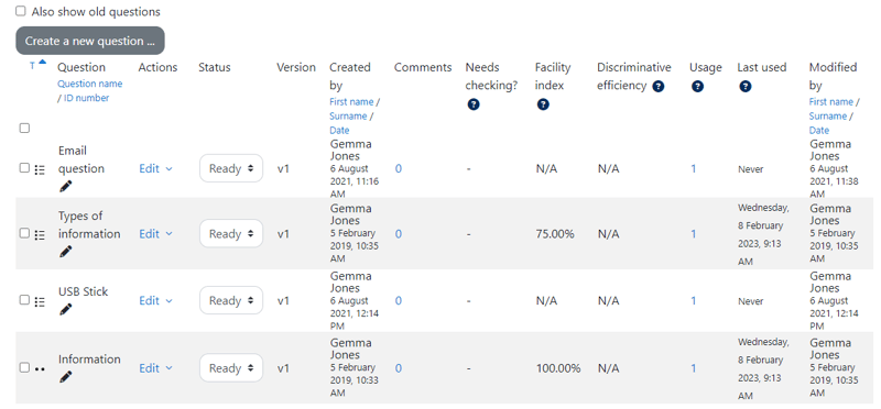 Moodle 4 functionality breakdown - Quiz and questions