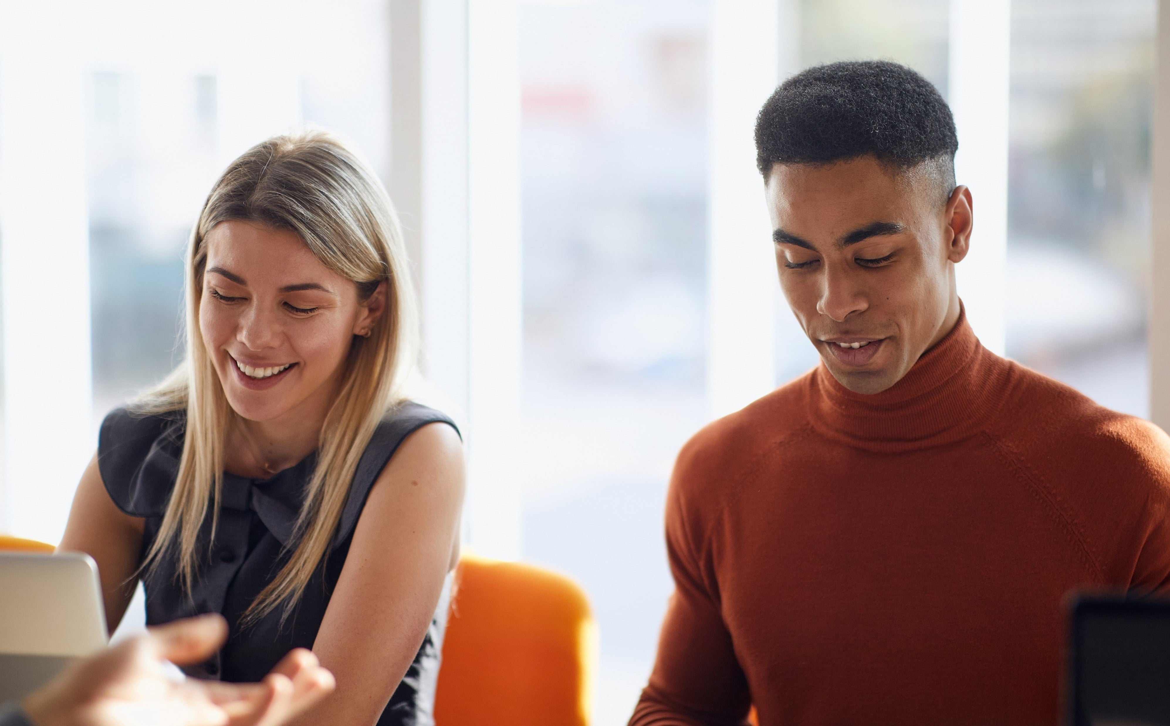 Happy students online learning