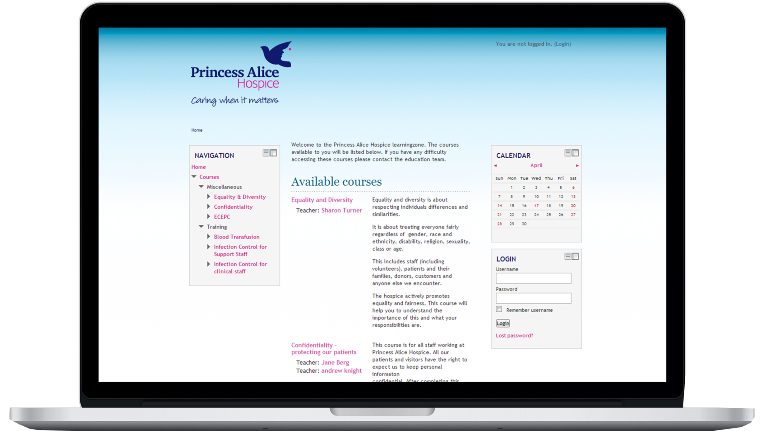 Princess Alice Hospice Moodle LMS - Moodle Hosting Provider UK