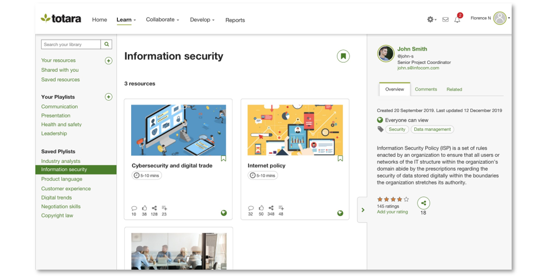 Totara Engage LXP - Learning Content Playlists