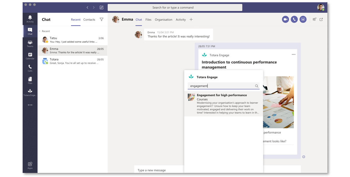 Microsoft Teams Integration - Totara Engage LXP